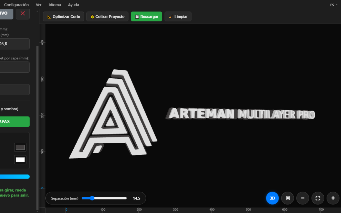 Captura del programa Arteman Multilayer Pro